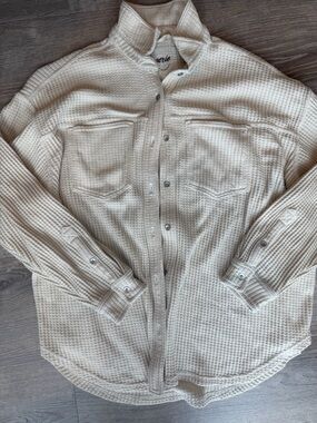 Aerie Anytime Fave Waffle Shirt Oversized Thermal Womens